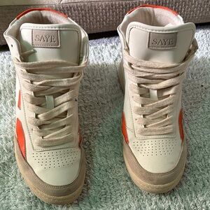 SAYE Women’s Cream & Orange High-Top Sneakers
